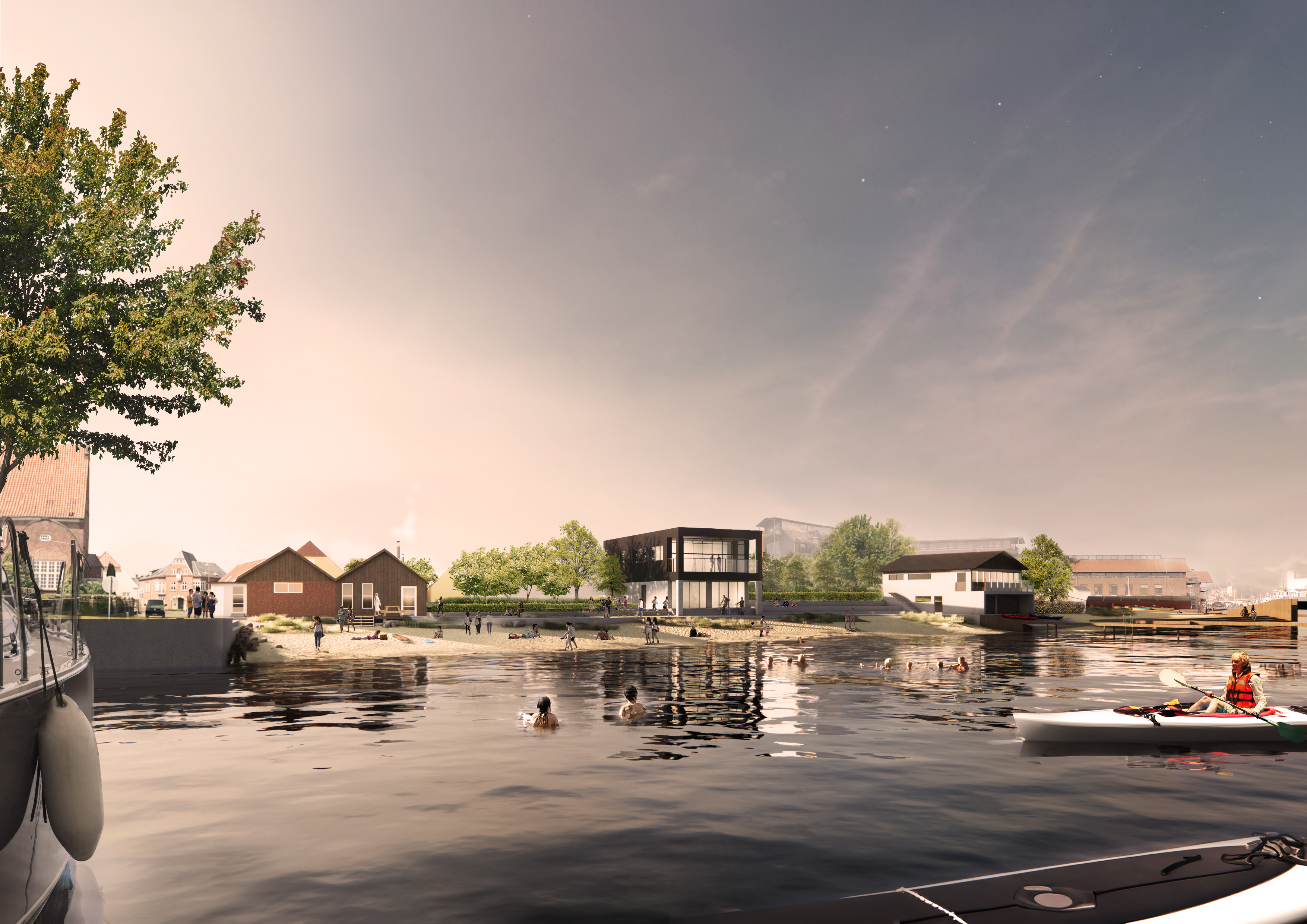 Visualisering af Den Lille Stand med aktiviteter i vandet