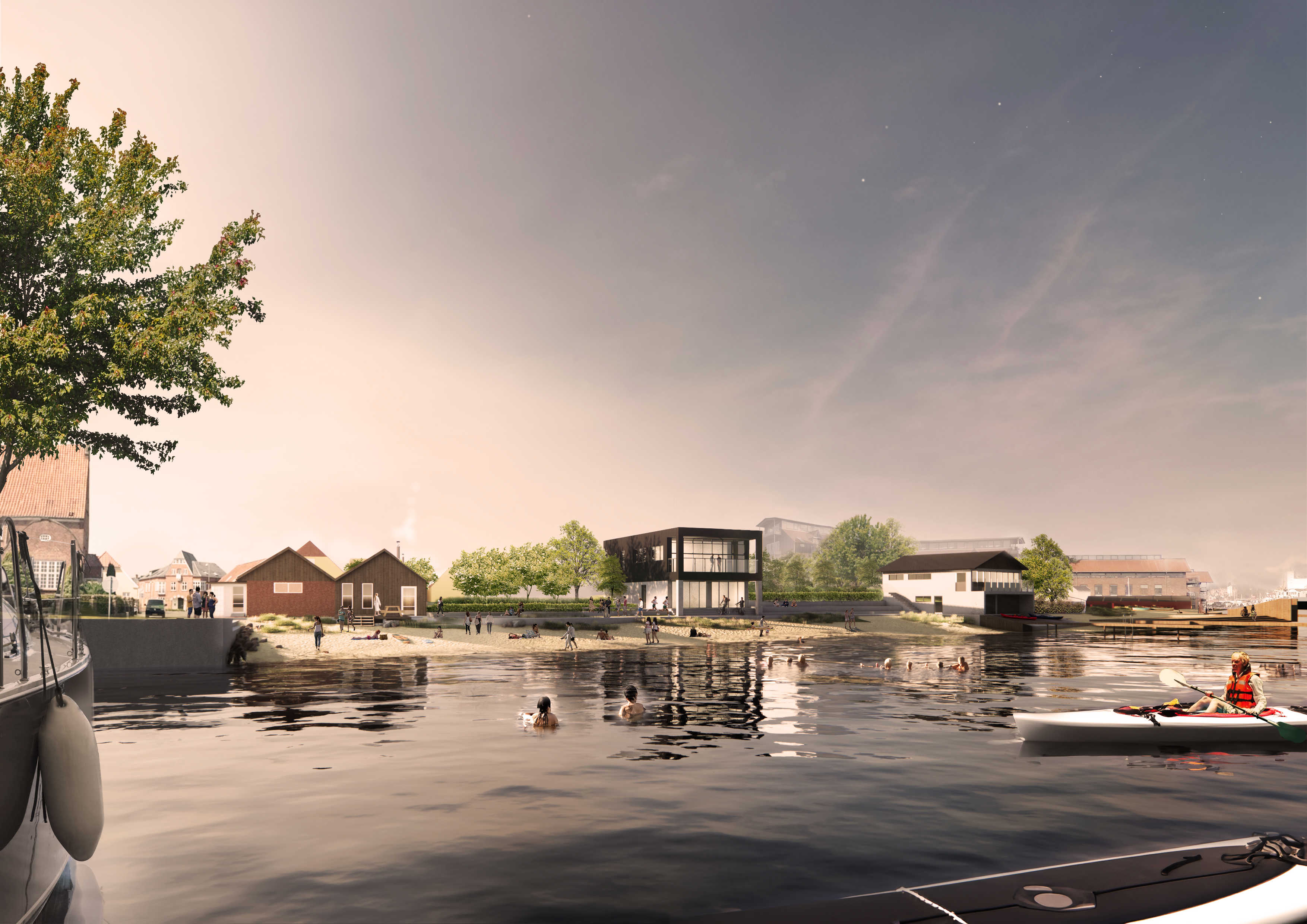 Visualisering af Den Lille Stand med aktiviteter i vandet