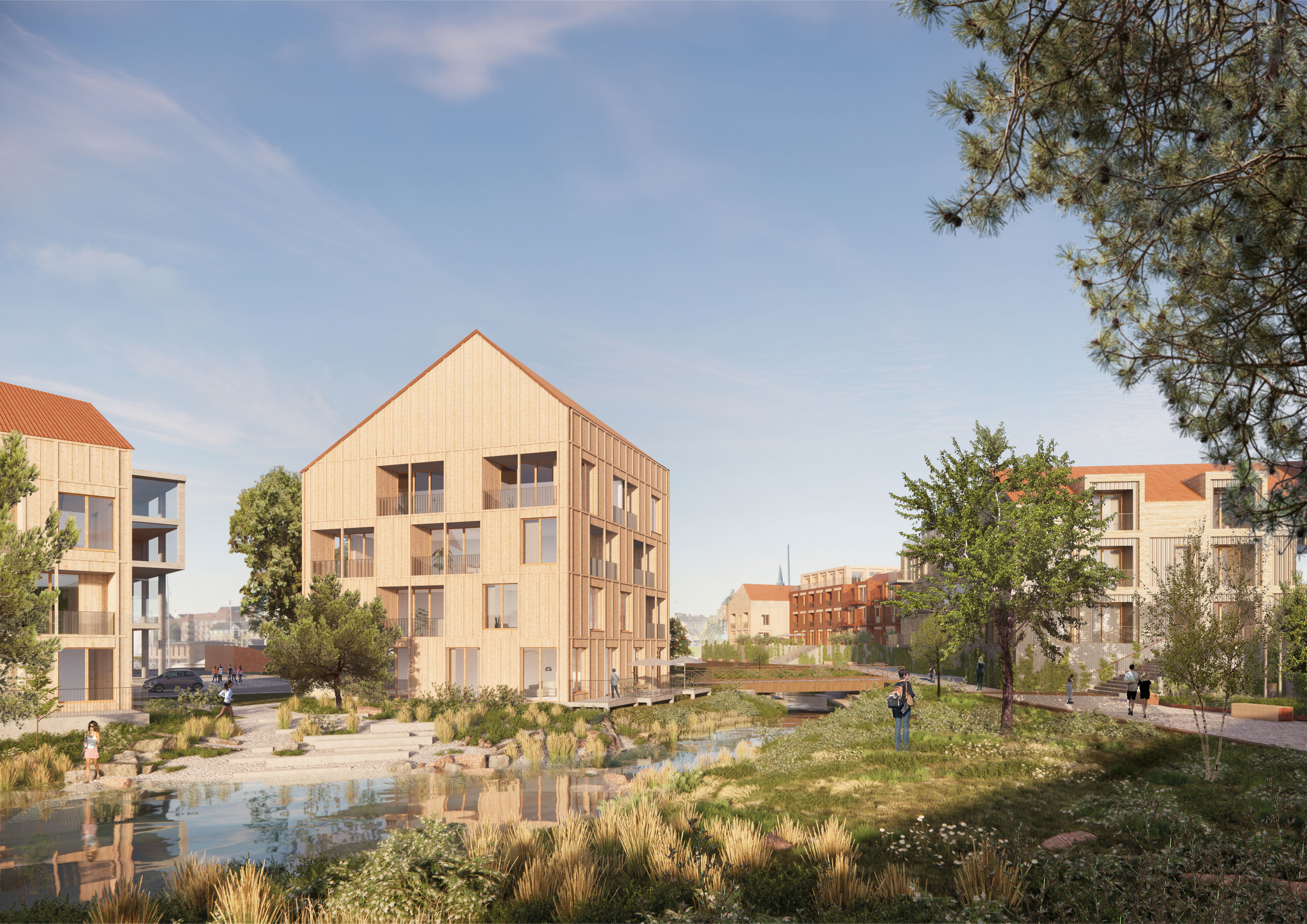 Visualisering af bykvarter ved godsbanearealet