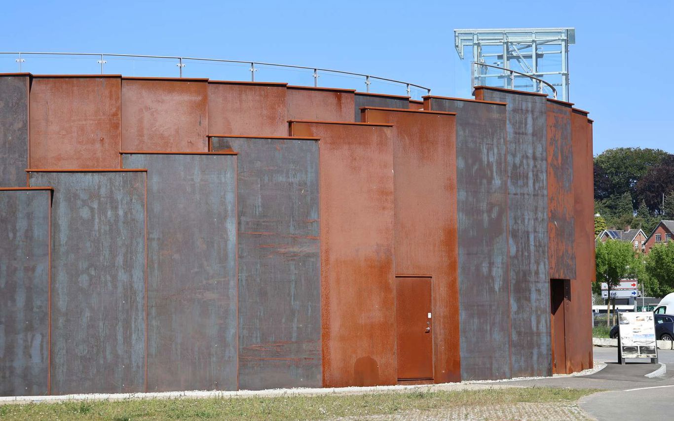 Vand og Affalds nye hovedpumpestation, som er udført som en cirkulær bygning i cortenstål.